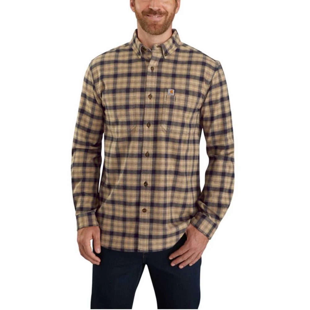 Carhartt Men's Plaid Shirt in Tan and Black